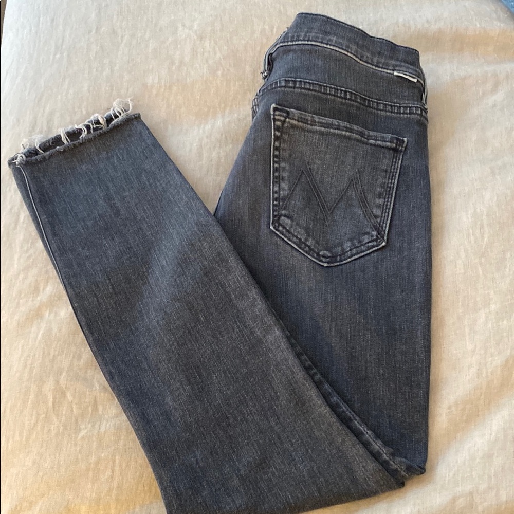 Mother Stunner Faded Black Skinny Jeans